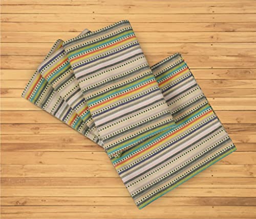 Urban Villa Multi Dobby Stripes Set Of 4 Dinner Napkins (20X20 Inches) 100% Cotton Premium Over Sized Cloth Napkins With Mitered Corners Ultra Soft Durable Hotel Quality (Beige) #TOP3