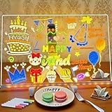 LED Notiztafel mit Farben Leuchtende Nachrichtentafel Nachtlicht Note Board Transparente Acryl Maltafel mit 7 Farben Stift Ständer LED Schreibtafel Zeichenbrett für kinder Schlafzimmer Dekor 30*20cm