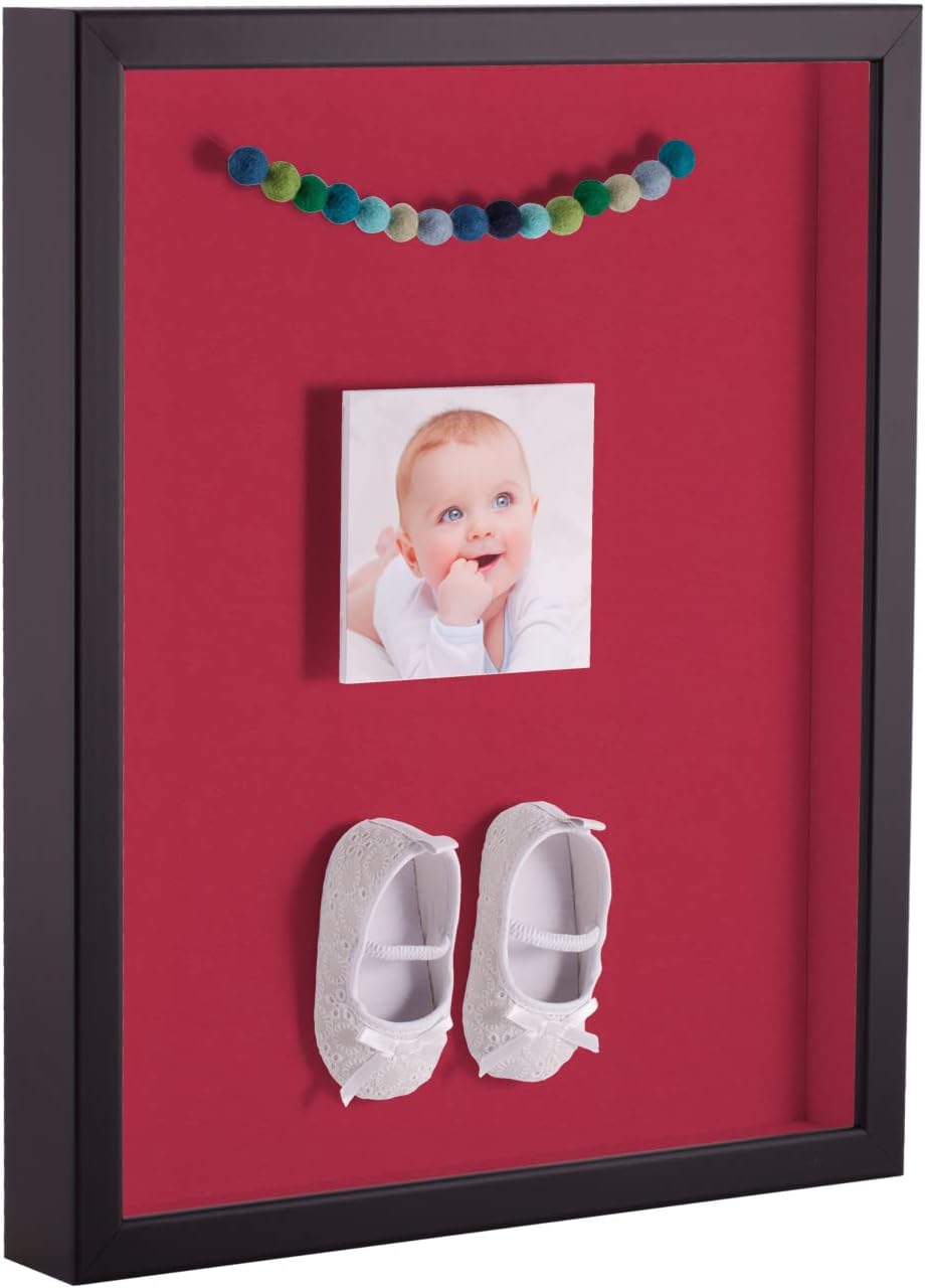 ArtToFrames 24 x 30 Inch Shadow Box Picture Frame, with a Satin Black 1'' Shadowbox Frame and Rouge Mat