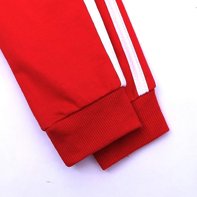 Dhairya_Traders Baby Boys Girls Cotton Tracksuit Sweatshirt Top + Sweatpants Zipper Coat Outfits Set (IN, Age, 3 Months, 6 Months, Regular, Red) 4