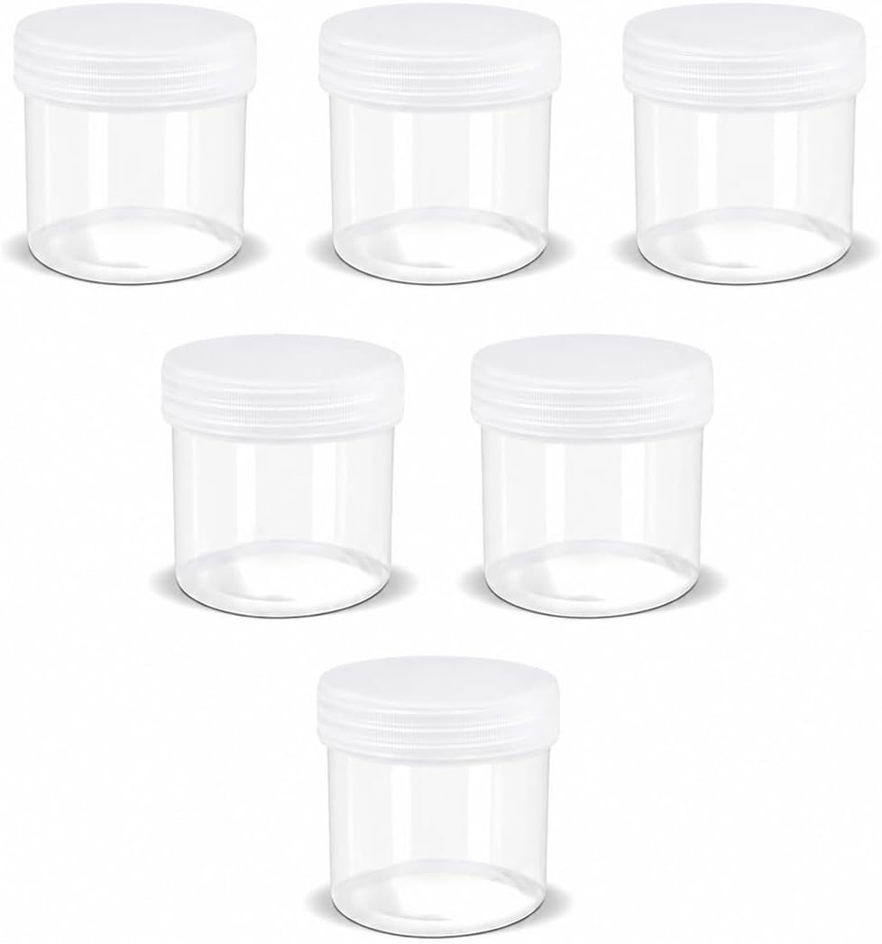 ASEVAT 6 Pack 1oz TSA Approved Travel Jars with Lids & 12 Labels, Leak-Proof Clear Cosmetic Containers with，30ml Empty Plastic Pots for Cream, Lotion, Slime, Ointment, DIY Crafts