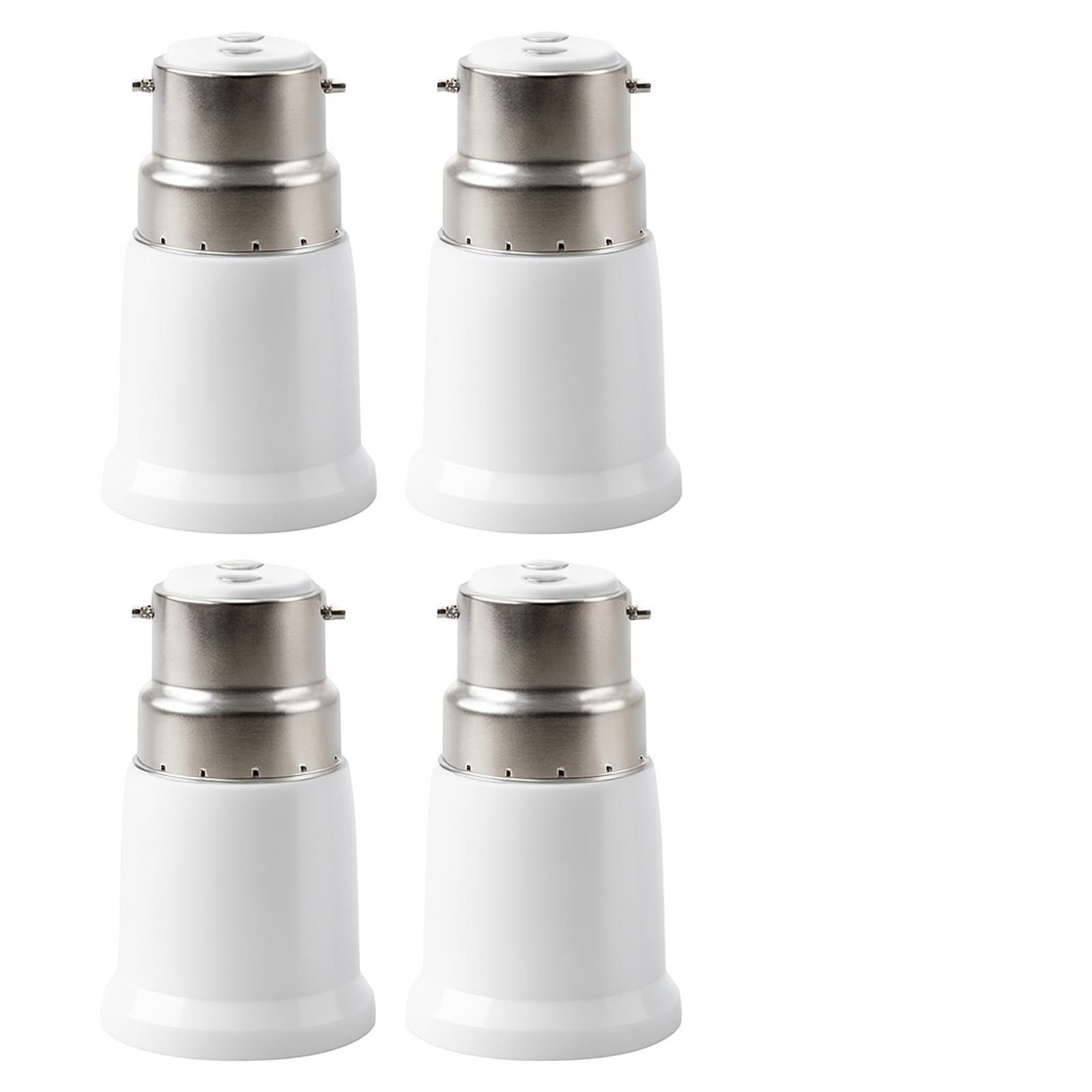 4PCS B22 to E27 Socket Converter, Bayonet to Screw Bulb Adapter for LED, CFL, Halogen, Incandescent Bulbs, Fireproof Housing, Easy Install Base, B22 to E27 Adapter, Bayonet to Screw
