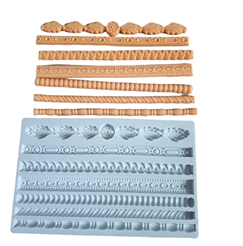 Image of Craftial Curve Abk Rope Relief Shape Retro European Style Silicone Mold Lace Diy Sugarcraft Cake Border Baking Tools Fondant Chocolate Clay Moulds - 11 Cm