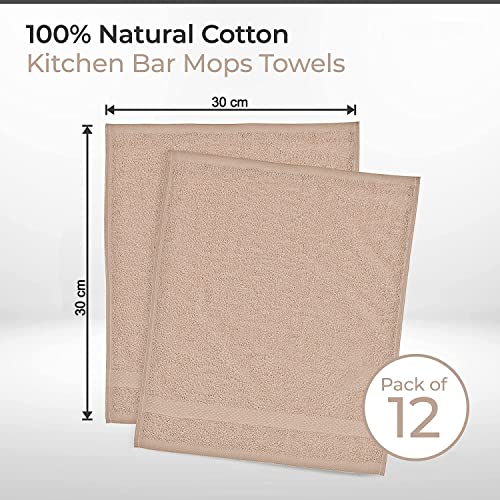Wholesale Trade Dealz 12 X Face Cloth Flannels (30 x 30 cm-600GSM) 100% Egyptian Cotton Wash Cloths Quick Dry & Absorbent Towel Set for Gym,Spa,Golf (Latte, Cotton) - Image 3