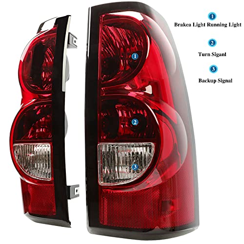 image for APSVE 2PCS Red Tail Lights Assembly Rear Brake Lamp w/Bulb and Wiring 
