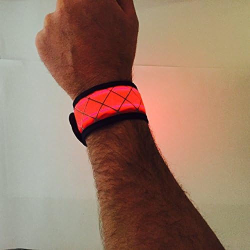 PAC Supplies USA Running/Jogging Light up Wristband - Be Seen and Be Safe - Hi Visability Yellow, Pink, RED, Orange (HI VIS Orange)