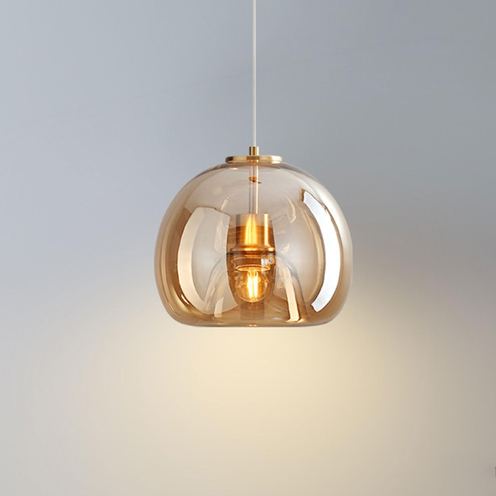 Lustre moderne en verre gris fumé/ambre, luminaires de 9 pouces en fer Art Pedant, éclairage suspendu réglable en hauteur pour chambre à coucher, cuisine, îlot, salle à manger, salon, salle d'expositi