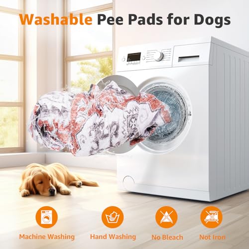 Image of LOOBANI Washable Pee Pads for Dogs, 1 Pack Super Absorbent Reusable Puppy Pads Leakproof Dog Traning Pads, Waterproof Non-Slip Whelping Pad for Floor, Playpen, Crate, Couch-72 x72 (Red-Orange)