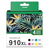 Acaves 910XL Ink for HP 910XL Ink Cartridges Combo Pack Replacement for HP 910 Ink Cartridges for HP Printers HP910XL Work for Office Jet Pro 8020 8025 8028 8010 Printer, Black and Color
