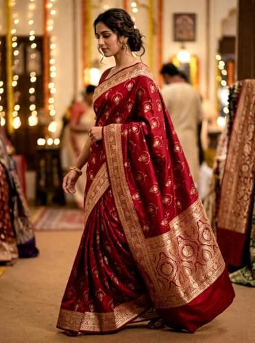 REVIVE ME gold banarasi silk saree in katan silk – image 2