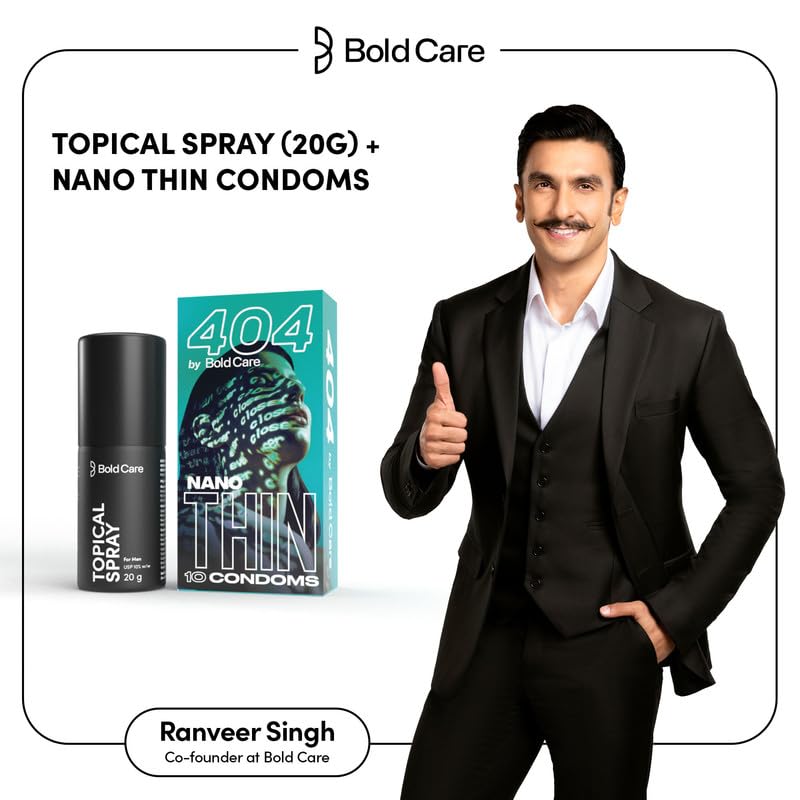 Image of Bold Care Topical Non-Transferable Spray for Men (Pack of 1) + Bold Care 404 Super Nano Thin Condoms For Men (10 Units) - Combo
