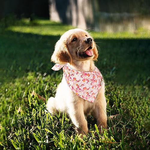 Image of Tunkoo Dog Bandana Super Cute Flamingo Dog Scarf - Durable and Stylish Adjustable for Girl or Boy Small Medium and Large Square Puppy Kerchief, S