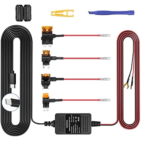 Upgraded Dash Cam Hardwire Kit, Type-C USB Hard Wire Kit 12V-24V to 5V Hardwire Kit with Low Voltage Protection 13ft Dash Cam Charger Power Cord for Dashcam GPS Power Supply Radar Detectors and More Cover