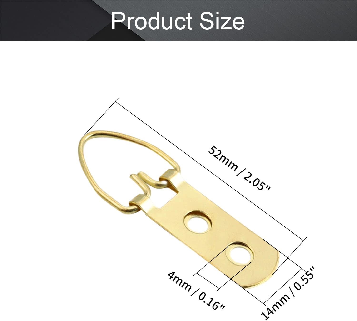 Nails for Hanging Pictures,Picture Hooks Ring Picture Frame Buckle 2.05" x 0.55"Gold Tone Assortment Kit for Home Decoration Picture Frames Photo Hanging Solutions(100Pcs)