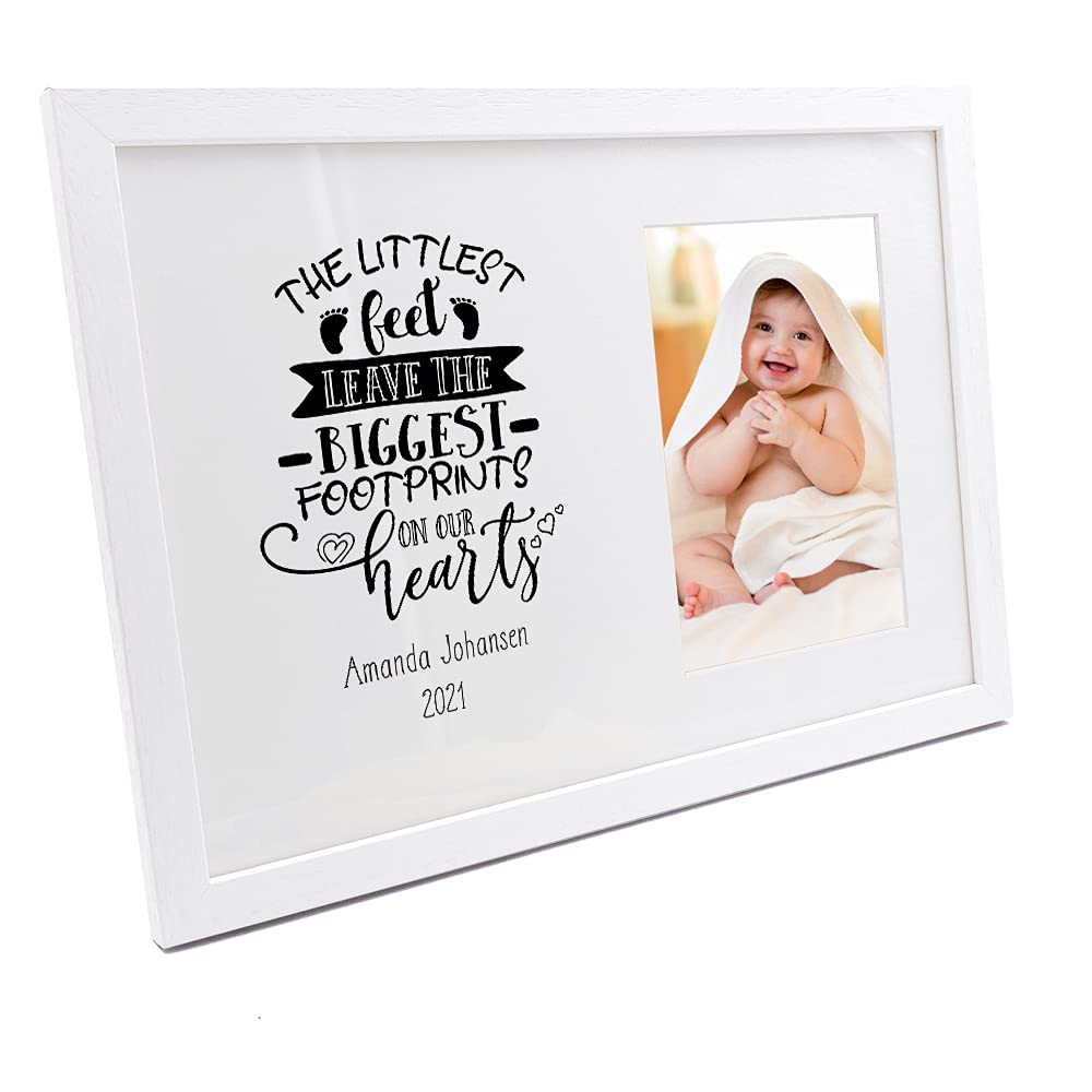 Ukgiftstoreonline Brown,White Personalised Baby Memorial Remembrance The Littlest Feet Photo Frame