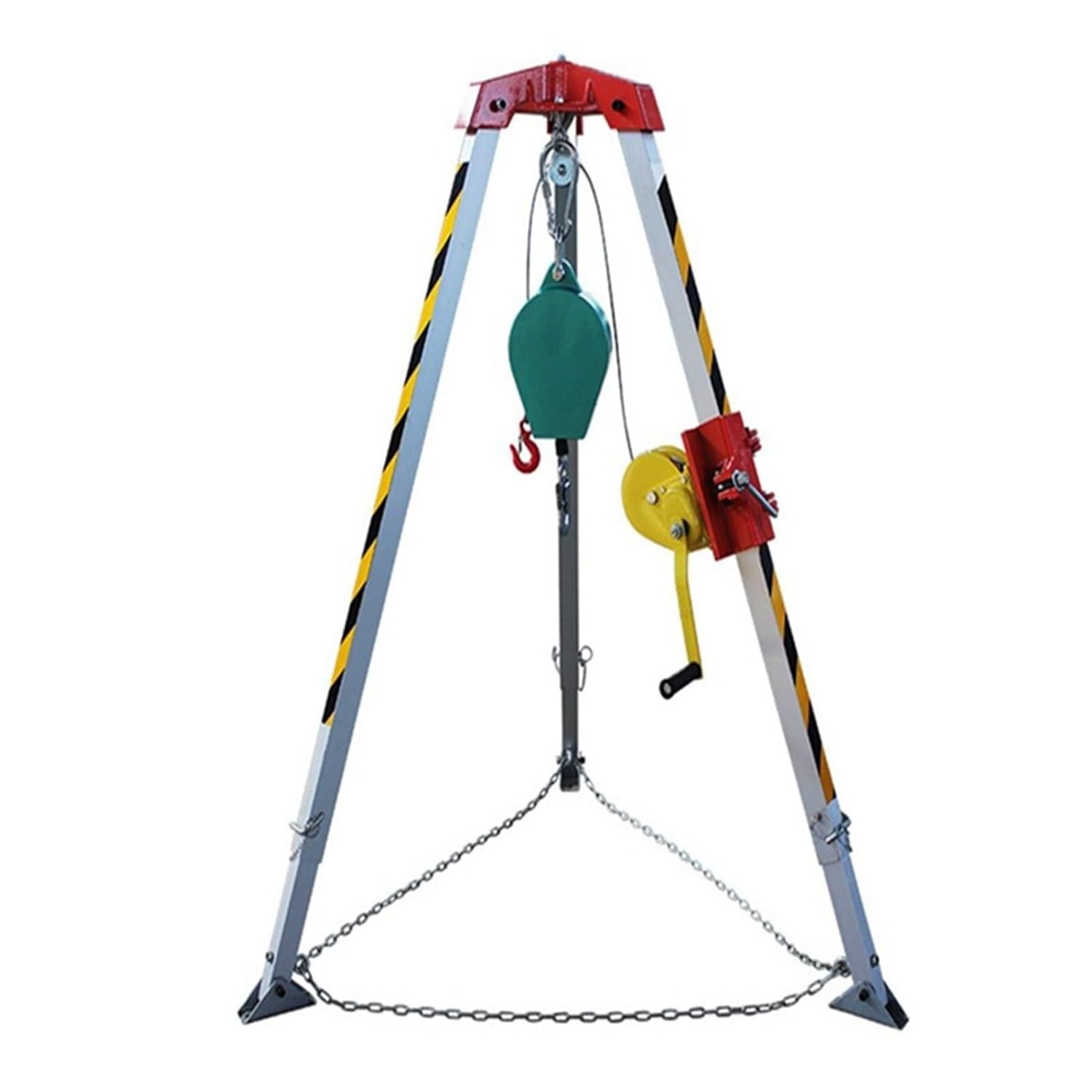 GDMEPMU Heavy-Duty Confined Space Tripod for Emergency Rescue - 2600 lbs Winch Fall Arrester Aluminum Tripod System for