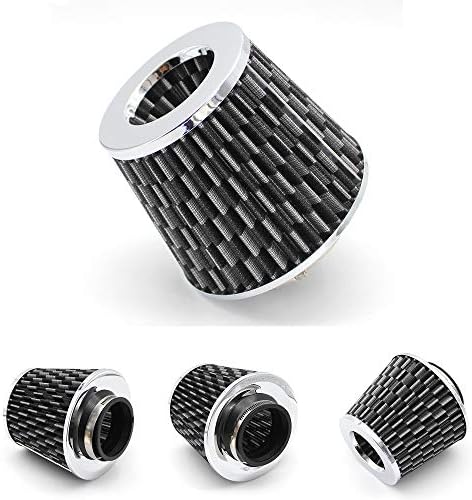 AotoKoop Universal Clamp-On Air Filter, Washable Filter, High Flow Tapered Air Intake Cone Filter, Flange Diameter 3 Inch - Black