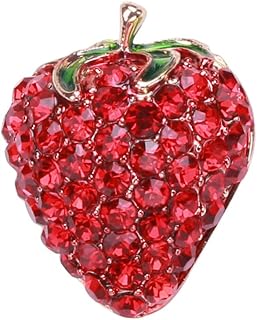 Cute Strawberry Rhinestones Brooches Pins Delicate Red Crystal Fruit Brooch Classic for Party Dance Banquet for Women Teen Dainty Elegant Beautiful Simple Lapel Pins Dress Suit Shirt Ceremony Clothes Accessories Jewelry Valentine's Day Decor Christmas Birthday Daughter Gifts