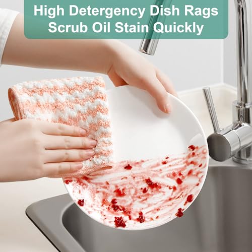 JOYMOOP Microfiber Cleaning Cloth, 5 PCS Kitchen Towels(10" x 10"), Absorbent Streak Free Lint Cleaning Cloths, Reusable and Washable Dish Rags with 12" and 10" Lazy Susan Organizer - Thumbnail 4