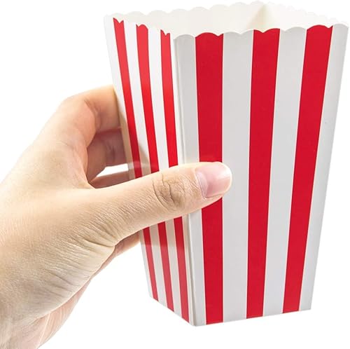 Miniatura 2 de ceiba tree Coloridas cajas de palomitas de maíz a rayas para fiestas y noches de cine, mini bolsas de cartón para palomitas de maíz para cumpleaños,