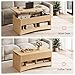 Amada Lift Top Coffee Table with Storage Shelf & Hidden Compartment, Modern Fluted Rectangle Dining Table for Living Room, Home Office,Natural Oak