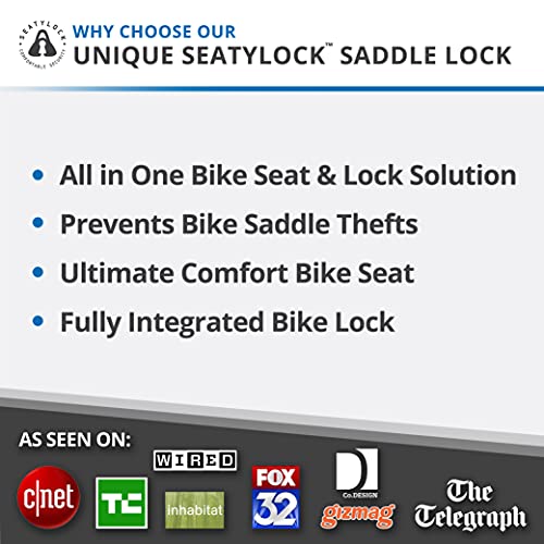 Seatylock Hybrid Saddle Bike Lock - Multi Patent 2 In 1 Locking Bike Seat Doubles As Saddle Or Bicycle Guard - Innovative Lightweight Anti Theft Bike Lock And Saddle With Keys #TOP6