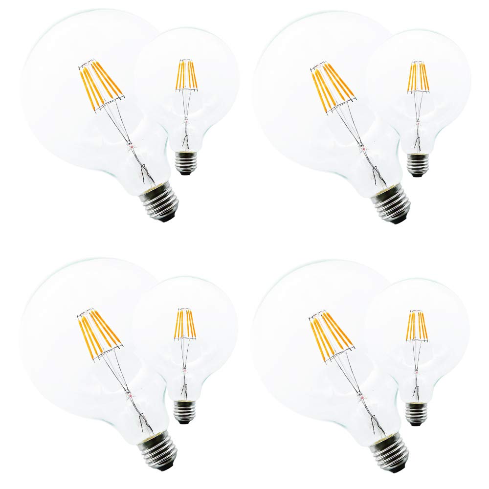 6W Bombillas de Filamento LED E27,G125 Edison LED Retro filamento bombilla 2200K Blanco cálido Luz (8 pack)