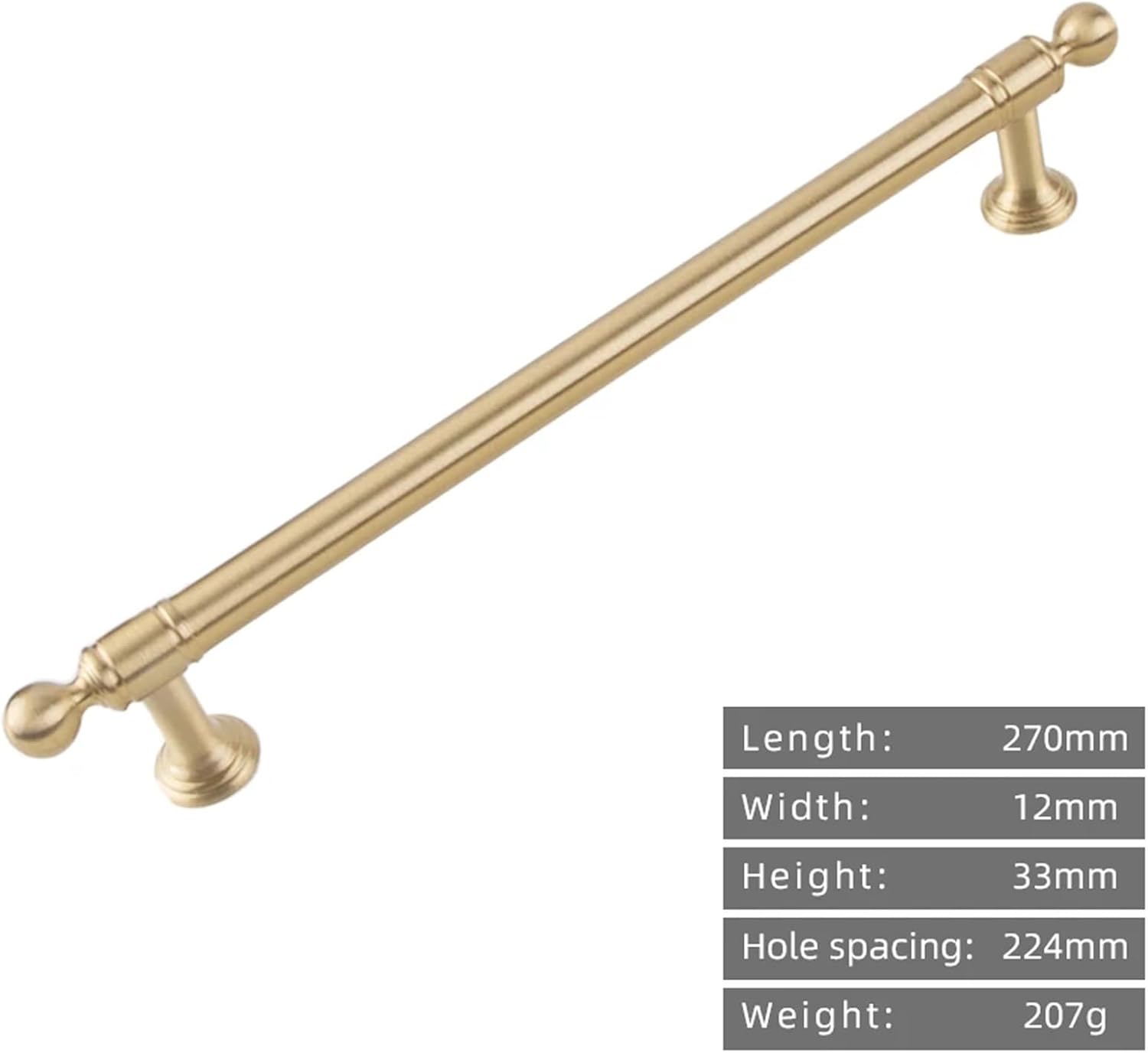 Retro Antique Brass Long Handle Kitchen Cabinet T-Handle Drawer Copper 1Pcs(8819-224-Gold)