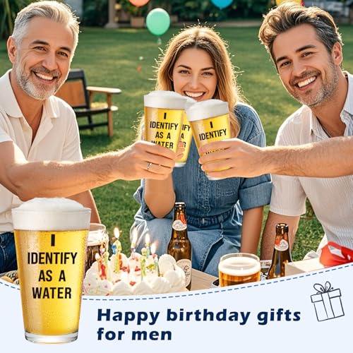 Father's Day Birthday Gift for Dad from Daughter Son Wife I Identify As A Water 16oz Beer Glass Fathers Day Retirement Promotion Gift for Father Daddy Bonus Stepdad Husband Grandpa Boyfriend Men Him - image 4