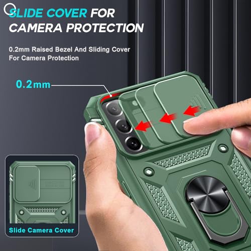 LeYi Compatible for Samsung Galaxy S21-FE Case: Galaxy S21 FE 5G Case with Screen Protector Tempered Glass X 2 & Magnetic Stand, Dual Layer Protective Samsung S21FE Case para Cell S 21 FE, Green - image 3