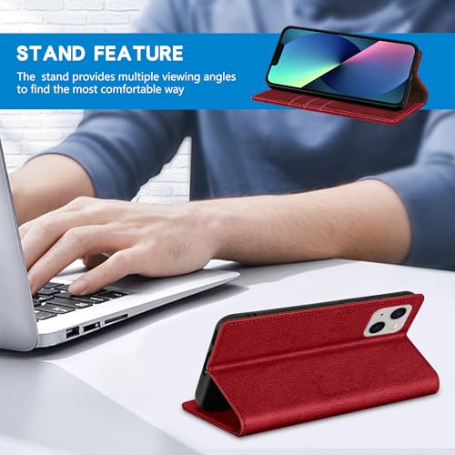 Image of ZZXX for iPhone 13 Mini Wallet Case Strong Magnetic 5.4 inch,Red