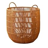 [Sexybala] 収納かご バスケット おしゃれ フルーツバスケット 手編み ラタン風 洗える 取っ手付き 折りたたみ 収納ボックス 大容量 雑貨収納 衣類 おもちゃ 洗濯かご (L) [並行輸入品]