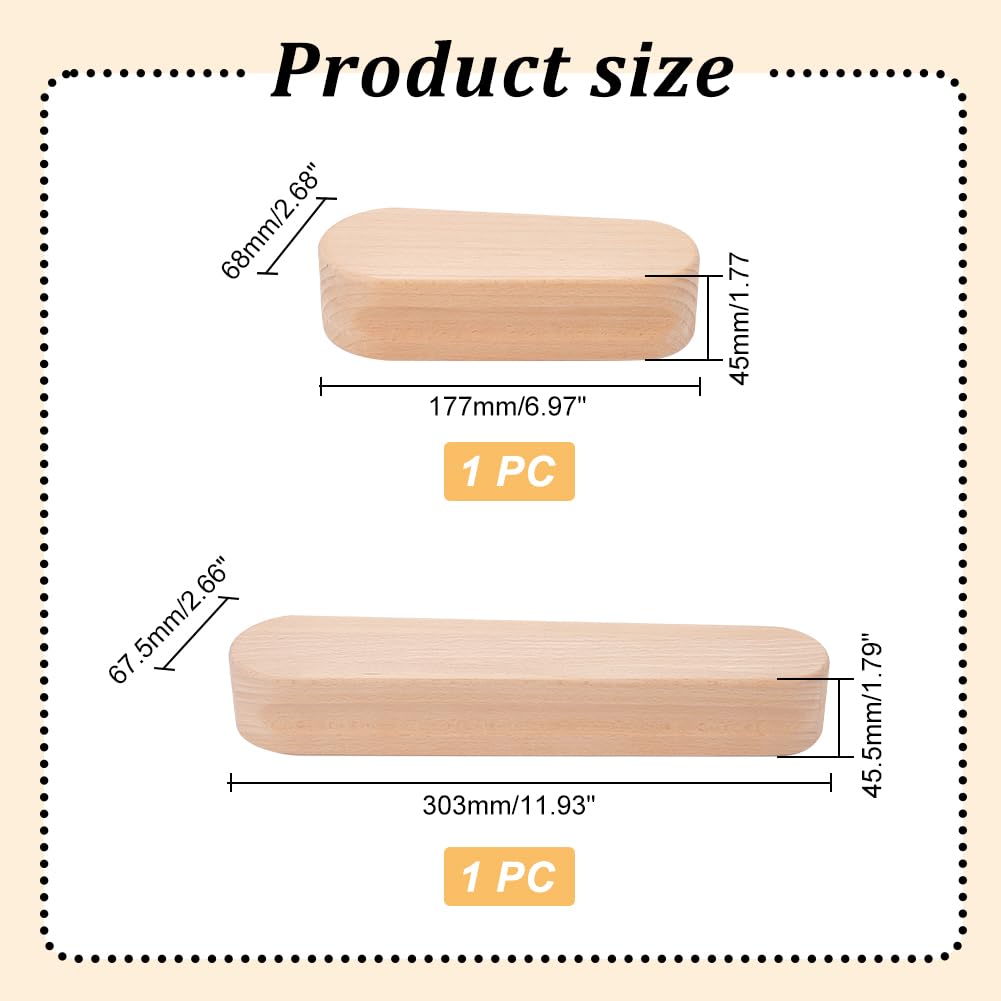 AHANDMAKER 2 Stück Holzklöppel aus Buchenholz, Nähwerkzeug, Dampfbügeleisen, Schneiderklöppel, 6.96 Zoll und 11.9 Zoll