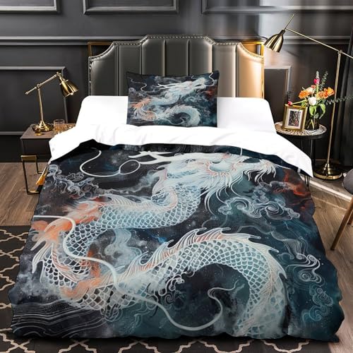 Parure de lit dragon 3D housse de couette microfibre douce 135x200cm single - 3