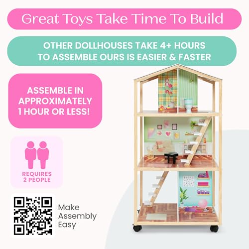 Delta Children Moveable Mansion Dollhouse - 360-Degree Play Dollhouse with Wheeled Base - Includes 16 Accessories - Fits 12-inch Dolls - Pretend Play Dream Gift for Ages 3+ - image 8