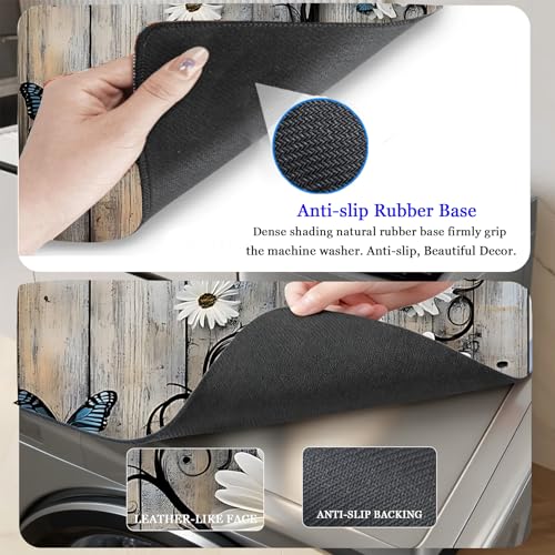 Image of Washer and Dryer Covers for the Top, Non-slip Dryer Top Protector Mat, Dust-proof Washing Machine Cover, 23.6 inch x 19.7 inch (Wood grain, 23.6 inch x 19.7 inch)