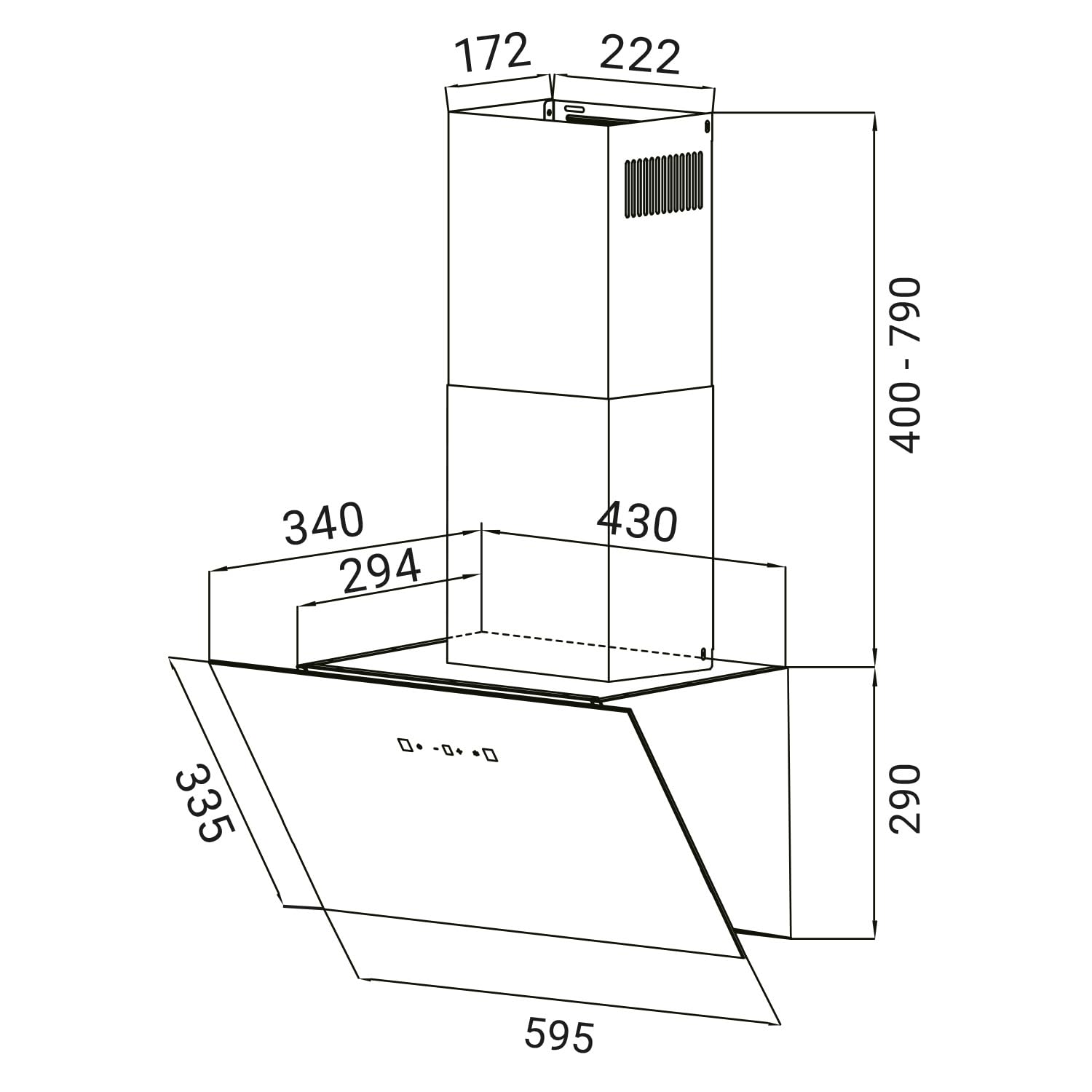 KKT KOLBE Dunstabzugshaube 60 cm Umluft Abluft Kopffrei Wandhaube Schwarz Glas LED-Beleuchtung Edelstahl Gestensteuerung SensorTouch BASE6004S