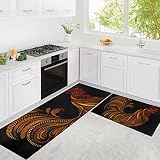 Rooster Kitchen Rug Memory Foam Kitchen Mat Set Of 2, Farmhouse Decor for the Kitchen Mats Cushioned