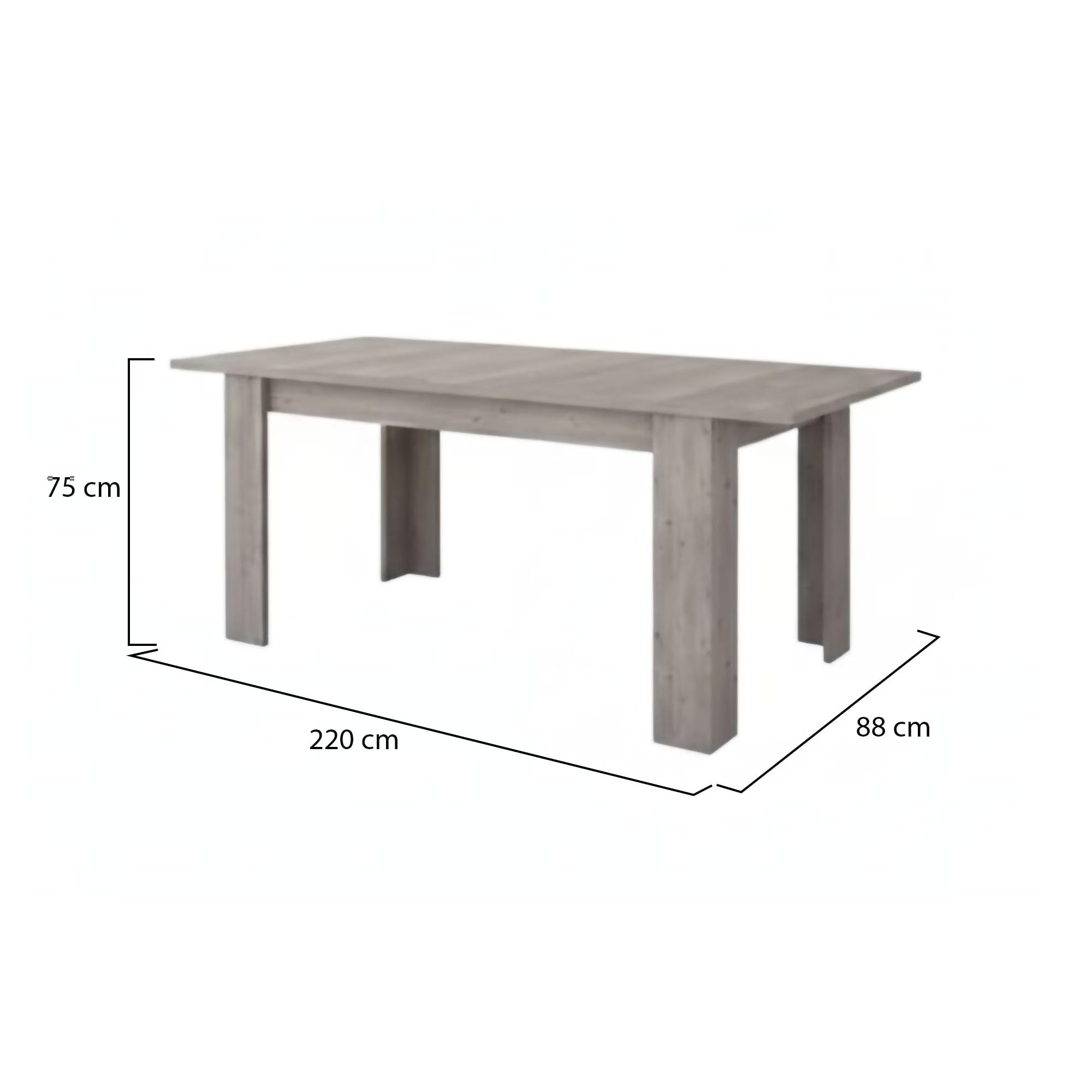 Dmora Table de salle à manger extensible, Console extensible, Table moderne avec rallonge, 160 / 220x88h80 cm, Couleur chêne