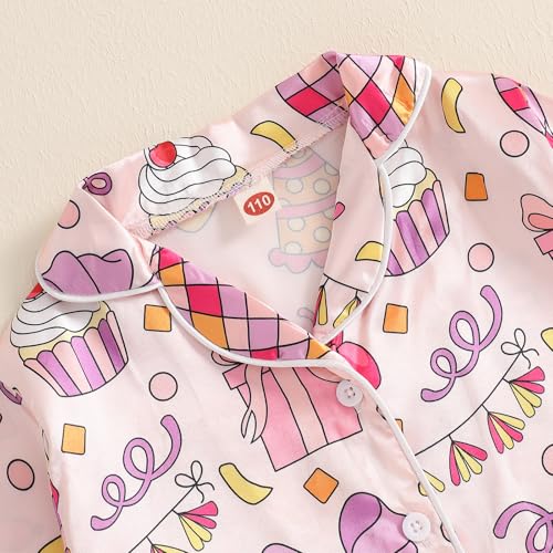 Toddler Girl Birthday Satin Silk Pajamas Button Down 2 Piece Pajama Set Little Kids Girls Pjs Nightgown3