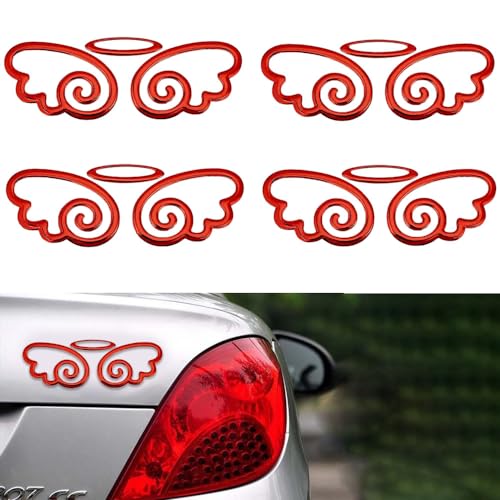 Image of 4 Pcs 3D PVC Angel Wings Car Decals, Self-Adhesive Angel Wing Car Sticker for Car Decoration Car Window (Red)