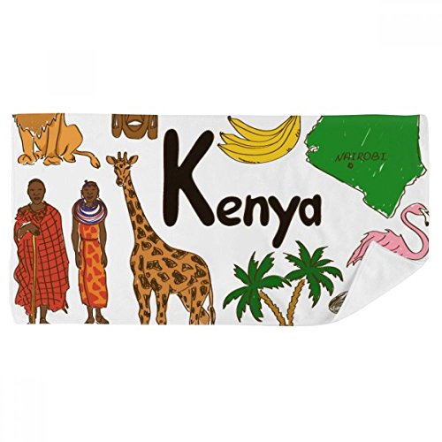 Serviette douce Kenya 35x70cm au design raffiné de drapeau et animaux - 2