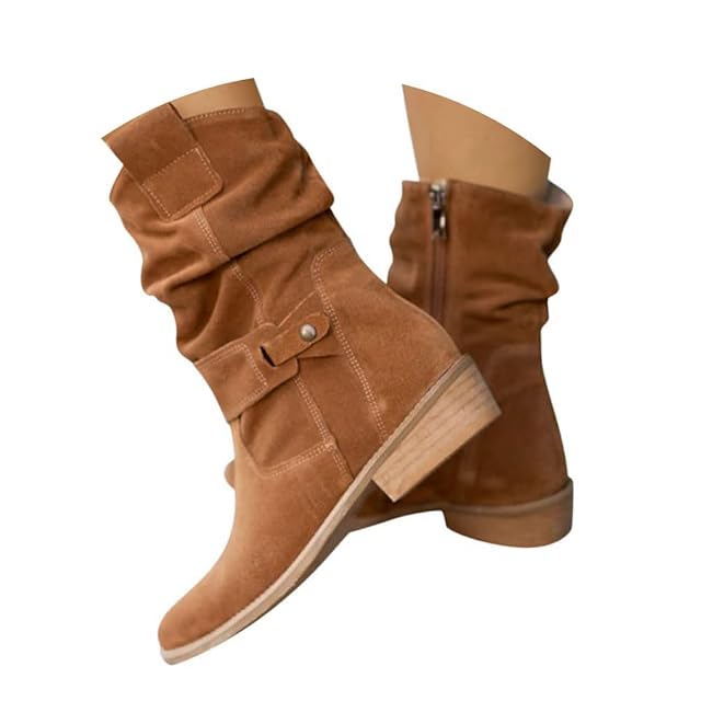 Cowboy Boots for Women Womens Cowgirl Western Boots Mid-Calf Embroidered Stitched Ankle Boots Round Toe Chunky Heel Fashion