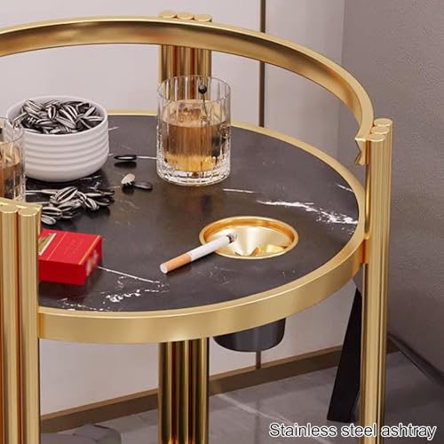 Table d'appoint ronde salon chambre gain de place avec double plateau - 5