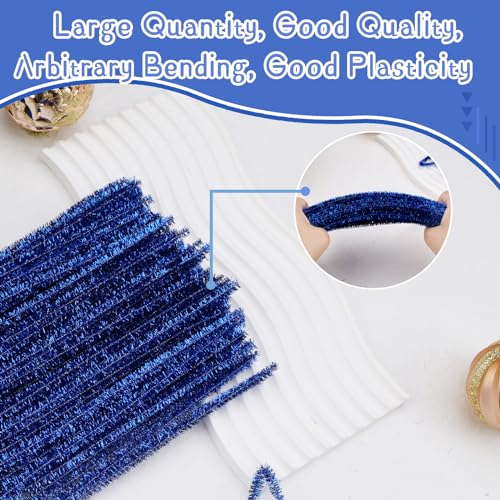 Image of Hssugi 100PCS Pipe Cleaners, Royal Blue Chenille Stems Craft Supplies | Pipe Cleaners Craft Supplies, Pipe Cleaners Bulk Fuzzy Sticks for DIY Art and Craft Projects Home Decoration