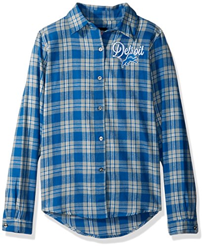 FOCO Detroit Lions 2016 Wordmark Basic Flannel Shirt - Womens Small
