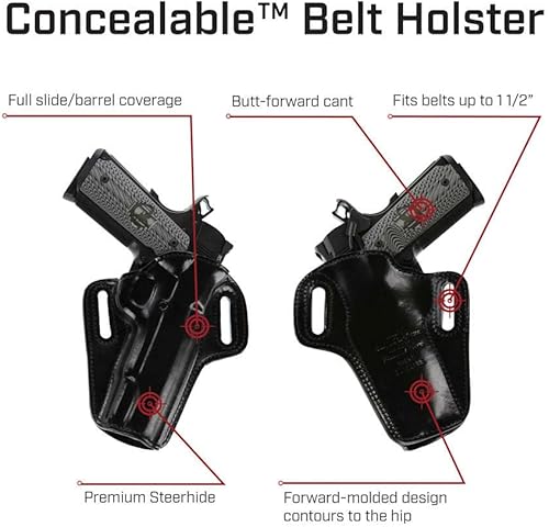 Miniatura 6 de Galco Funda de cinturón ocultable para 1911 Colt, Kimber, para, Springfield (Havana, mano derecha), color negro