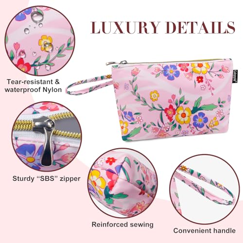 Image of Gloppie Make Up Bags for Women Small Makeup Bag for Purse Cosmetic Bag Pink