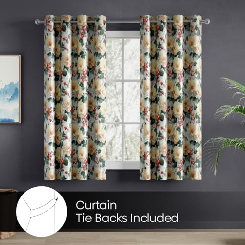 Image of haus & kinder Blackout Window Curtains 5 Feet Long Pack of 2 Window Curtains, 5 Feet Curtains for Window, 100% Room Darkening (Peony Garden, 114x152 CM)