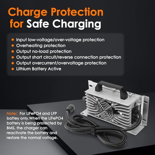 58.4V20A Golf Cart Lithium Battery Charger On-Board with OT (M8: 14-8 terminals) for 16 Strings LiFePO4
